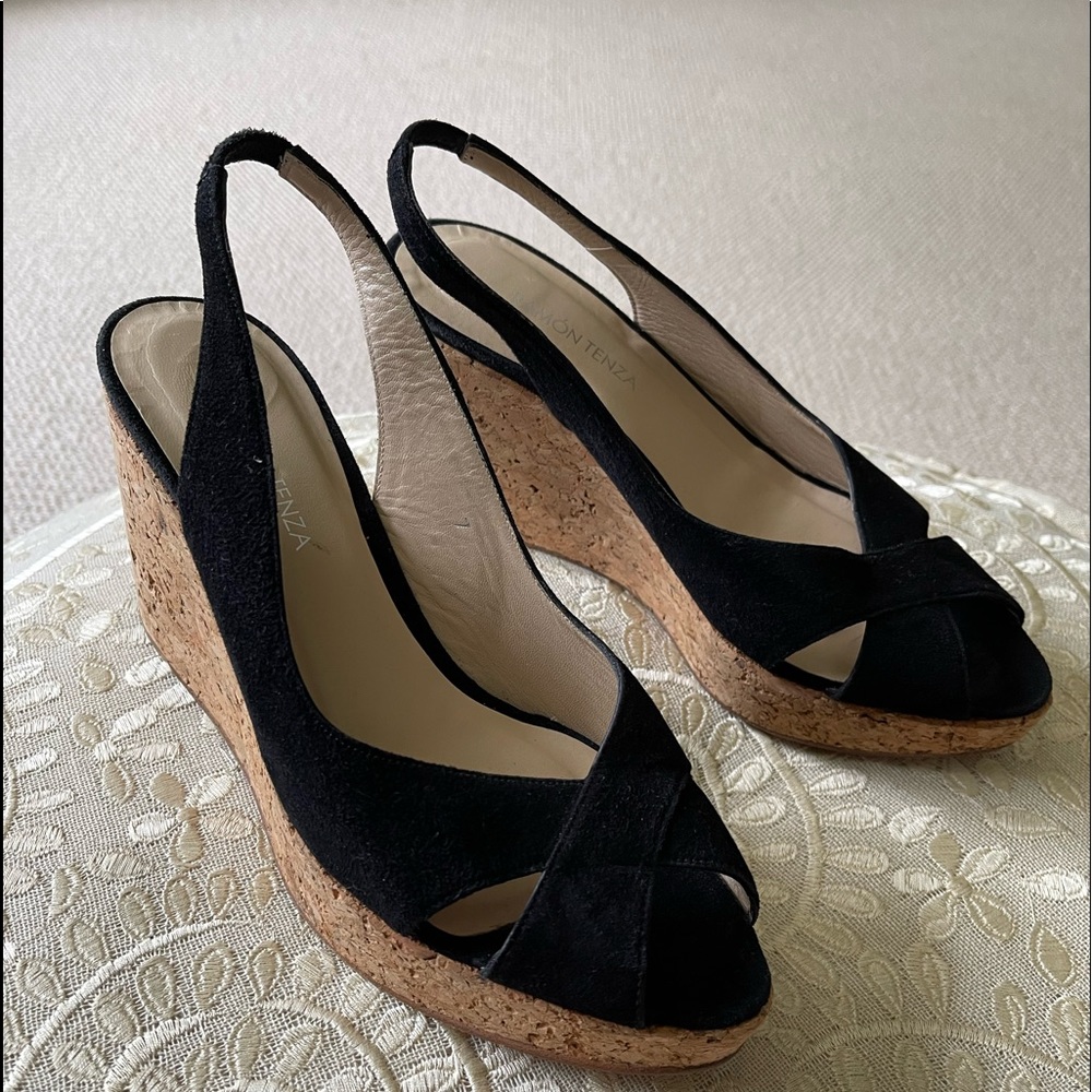 Ramon Tenza Cork Wedge Sandal/Heel . Peep Toe. Size 7